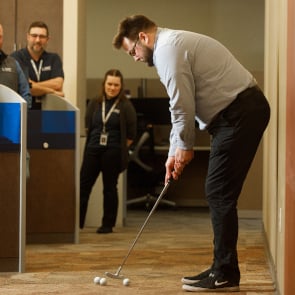 Employee putting in the office
